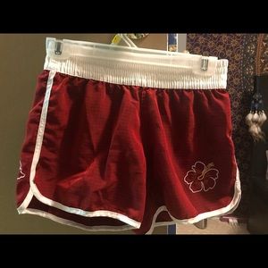 Red Hawaiian swim shorts